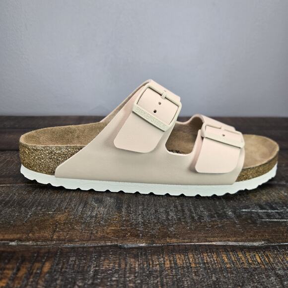 NEW Birkenstock Arizona Womens Size 7 EU 38 Narrow Sandals Birko-Flor New Beige - Picture 5 of 12